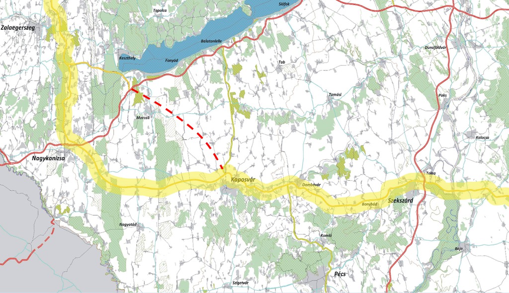 Az M9-es eredeti és megváltoztatott nyomvonala