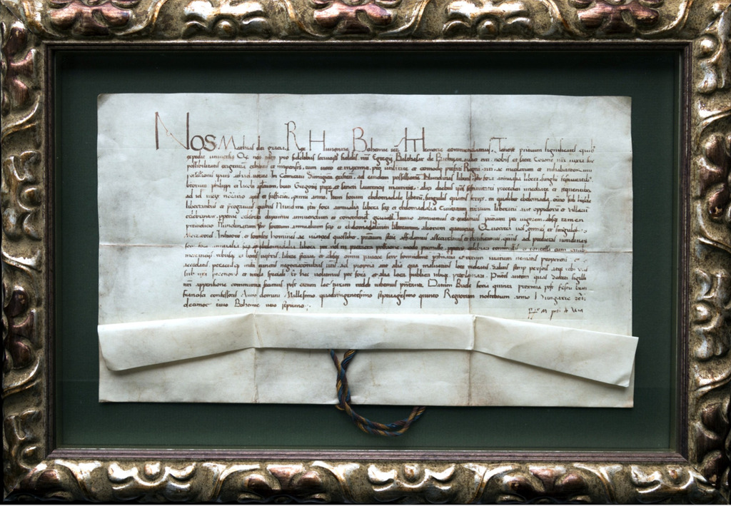 Mátyás király adománylevele