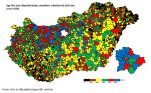 A magyar települések vásárlóerő-térképe. Forrás: GKI Gazdaságkutató Zrt.