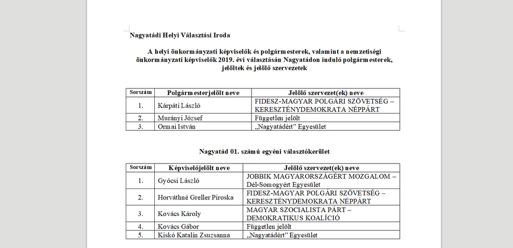 Az önkormányzati választások jelöltjei Nagyatádon 2019. (6 / 1. kép)