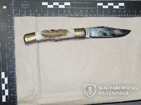 Az elkövetéshez használt késről készült fotó a nyomozó hatóság helyszíni szemléjén készült.