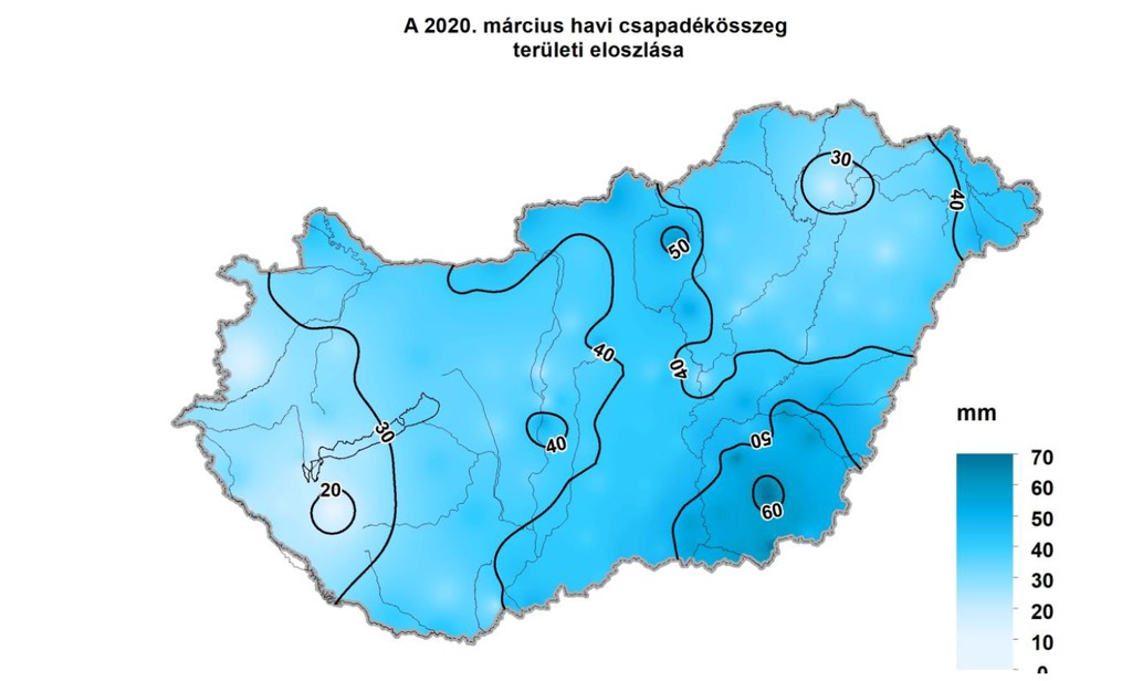 A márciusi csapadékeloszlás