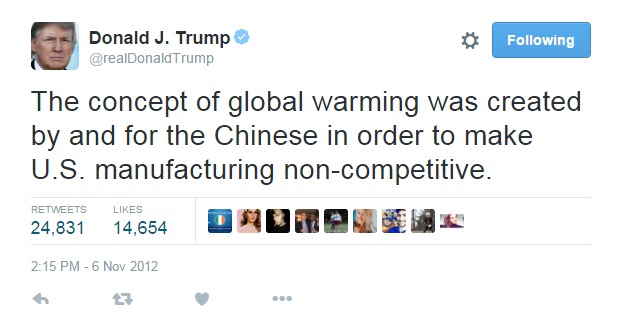 Donald Trump 2012-es tweetje a globális felmelegedésről (2 / 1. kép)