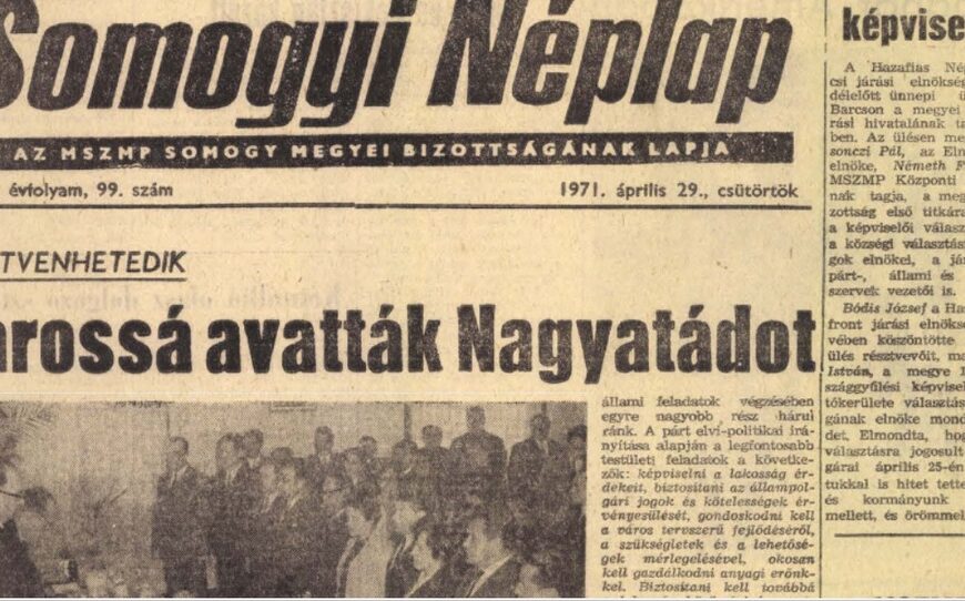 A Somogyi Néplap 1971. április 29-i lapszámából