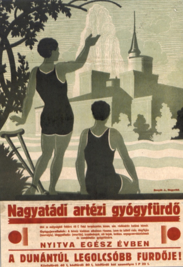 A fürdő plakátja az 1930-as évekből